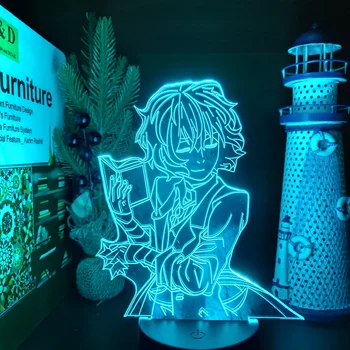 BUNGO KLAIŅOJOŠIEM SUŅIEM DAZAI GRĀMATU 3D Led Anime Lampas Nightlights Ilūziju Krāsa Mainās Galda Lampas Guļamistaba Dekorēšana