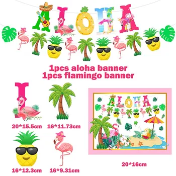 ALOHA Hawaii Happy Birthday Banner Flamingo Havaju Tropu Puse Rotājumi Svētku Vasaras Puse Luau Aloha Grupa Krājumi