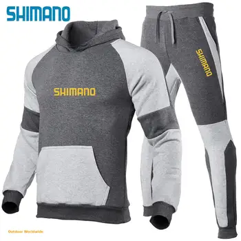 Vīriešu Shimanos Zvejas Apģērbu Komplekts Cilvēks Tracksuit Uzstādīt Raibs pelēkā vārna Zvejas Sporta 2 Gabals+Sporta Bikses Sporta Tērps