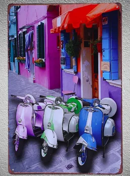 Itāļu motorollera Bike Motel kafijas veikals veikals Alvas Plāksnes Pazīmes sienas cilvēks ala Apdare Mākslas retro vintage Plakātu metāla