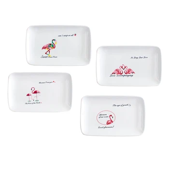 Radošās keramikas plāksnes taisnstūrveida brokastis plāksnes sadzīves kūka uzkodu plate ēdiens suši plāksnes Flamingo plāksnes vajilla