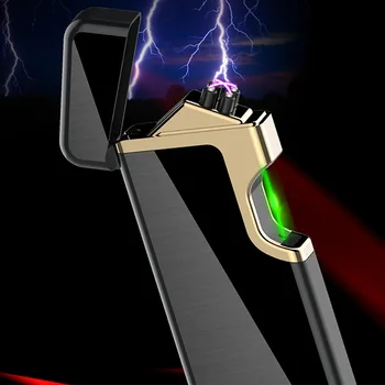 Ātri Lāzera Aizdedzes USB Vieglāks Plazmas Dubultā LOKA Vieglāks Par Sveci, Metāla, Pretvēja Turbo Elektriskās Šķiltavas Dropshipping