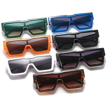 TIK&EI Modes Lielizmēra Kvadrātveida Vienu Gabalu Sieviešu Saulesbrilles Retro Vīriešiem, Āra Sporta Toņos UV400, Saules Brilles Apelsīnu Zaļās Brilles
