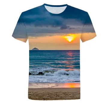 Vasaras Piejūras Ainava Grafiskais t krekli Modes vīriešu t-krekli Ar Gadījuma Pludmales Stilā 3D Drukas Dabas Ainava Modelis T-krekls
