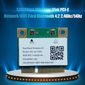 Divjoslu 300Mbps Wifi AC7265 Bezvadu 802.11 a/b/g/n/ac Pusi Mini PCI-E WLAN 2.4 G/5Ghz 4.0, Wi-Fi Bezvadu Tīkla Karte