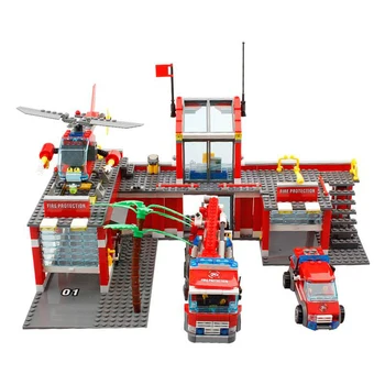 Mailackers Pilsētas Fire Station Modeli, Celtniecības Bloki Pilsētas Ugunsdzēsības Helikoptera Modelis Ķieģeļu Rotaļlietas Bērniem Dāvanas 1123PCS