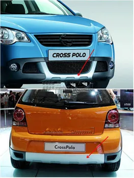 Oriģināls rūpnīcas ABS Priekšējā+Aizmugurējā Bufera Difuzoru,Auto Automašīnas aizmugurējo lūpu ar chrome line Volkswagen CROSS POLO Hečbeks 2007-2010