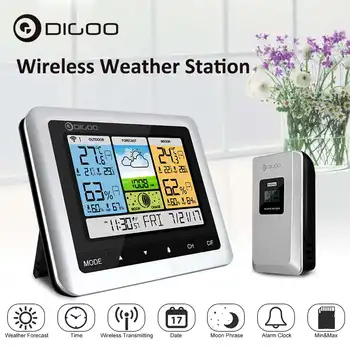 Digoo DG-TH8888 Āra Laika apstākļu Stacijas Pulkstenis + Prognozi Sensors USB Bezvadu Ciparu Termometrs Mitruma Mērītājs 3CH Mēness Frāze