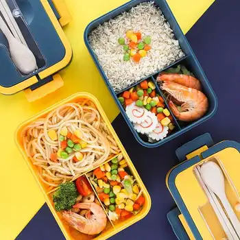 Bento lodziņā japāņu stila bērniem Studentu pārtikas konteiners Kviešu Salmu Materiāla hermētiskam Laukumā pusdienas kaste Ar Nodalījumiem
