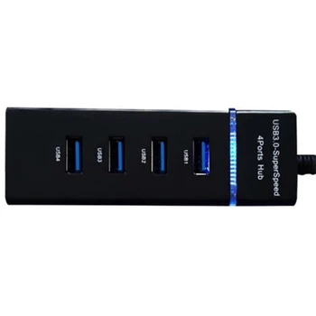 4-Port USB 3.0 Hub Garš Kabelis 12-Collu ar Micro-USB Uzlādes Ports Datu Pārsūtīšana USB Hub Extender Pagarināšanu Savienotājs