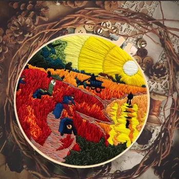 Van Gogs 3d Diy Izšuvumi Krustdūrienā Trīs dimensiona Cross-stitch Šuves Ainavu Piederumi Paciņas Rokdarbi Šūšana
