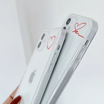 Par iPnone 12 Lieta Laukuma Pusē Mīlestība Sirdī, Pāris Gadījumā, iPhone 12 Pro 11 Pro Max XR XS Max 7 8 Plus Soft TPU Skaidrs Aizmugurējo Vāciņu