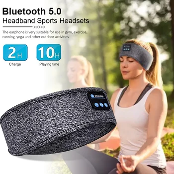 Fitnesa Sporta Bluetooth Austiņas ar Galvas Plānas Mīksta, Elastīga, Ērta Bezvadu Mūzikas Austiņas Acu Maska Blakus Guļ