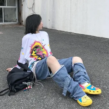 Harajuku stils grafiti druka t kreklu streetwear t hip hop topi, t-kreklu 2020. gadam sieviešu modes lielgabarīta o-veida kakla top tees