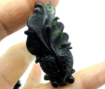Vairumtirdzniecības Dabīgā akmens Ķīnas akmens roku cirsts statuja zivju amuletu kulons par diy Rotaslietu izgatavošana kaklarota Piederumi