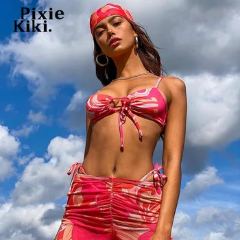 PixieKiki Sexy Divas Gabals, kas Bikini Top un Nieru Bikses atbilstības Komplekti Vasaras 2021 Rave Festivāls Apģērbu Kluba Tērpiem P85-CC24
