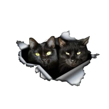 13cm Melns Kaķis Uzlīmes Ieplīsis Metāla Buferi Decal Smieklīgi, Auto Uzlīmes, Logu Bagāžnieka Dzīvnieku 3D Car Styling