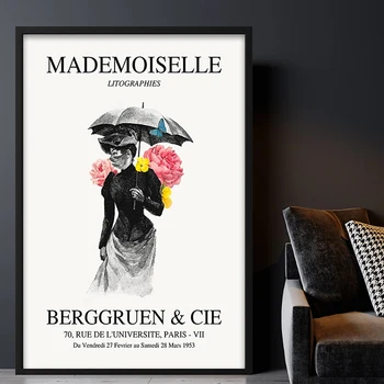 Femme Modes Plakāti Anotācija Mademoiselle Izstāde Drukāt Audekls Mākslas Krāsošana Sienas, Attēlus, Modernās Viesistabas Mājas Dekoru