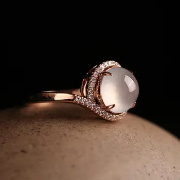 Dabas ledus sēklas halcedons apaļas pērles spirālveida dizains atvēršanas regulējams gredzens retro eleganci, šarmu sieviešu sudraba rotaslietas