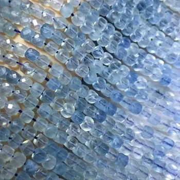 Dabas akvamarīns akmens gabaliņu krelles daudzpusīgu kvadrātveida perle rokdarbi rotaslietas pieņemšanas DIY Aproce, kaklarota, kralen vairumtirdzniecība