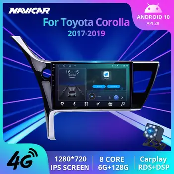 2DIN Android 10 Automašīnas Radio Multimediju Video Atskaņotājs Toyota Corolla Altis 2017-2019 GPS Serero Carplay 6G 128G IGO Nav 2din DVD